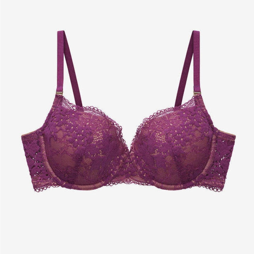 NWT Thirdlove All Day Lace T-Shirt Bra in Plum Purple 34DD
